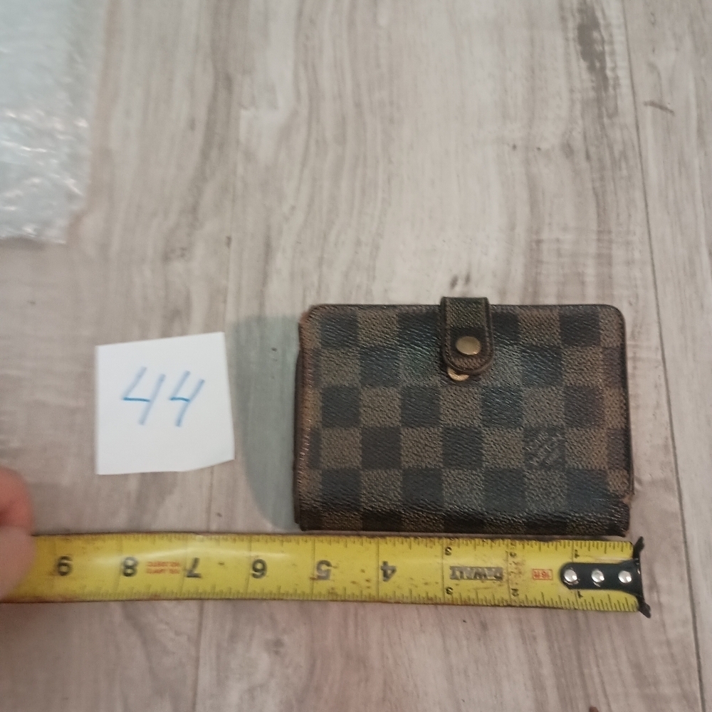 Auth Louis Vuitton LV Damier Vienois Wallet w/ Gold Fittings Canvas Brown - Picture 15 of 16